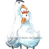 1298 CONQUACKULATIONS wedding ducks Skillipig 6 by 4 inch greeting card with brown envelope.
