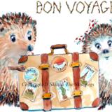 1294 BON VOYAGE suitcase Skillipig 6 by 4 greeting card with brown recycled envelope.