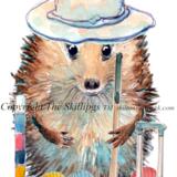 1473 croquet player Skillipig  NO TEXT greeting card with envelope