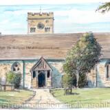 CLUNGUNFORD CHURCH watercolour. Print on A4 watercolour paper. unmounted. Original available. 