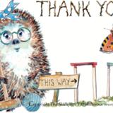 2045 croquet , this way sign THANK YOU 6 by 4 inch Skillipig greeting card 