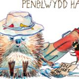 1493 PENBLWYDD HAPUS golf, Welsh happy birthday 6 by 4 inch skillipig greeting card.