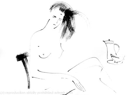 Model with a Coffee Pot