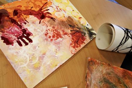 Ink painting. Intuitive art class