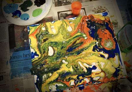 Fluid acrylic painting. Student's work