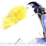 Model with a Blue and Orange Background