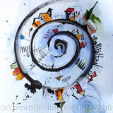 Spiral Houses on canvas.  5 500 SEK