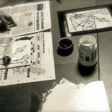 Linocut workshop. Handprinting