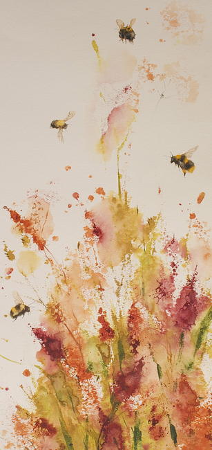 Bees in the Border 5 Watercolour width=