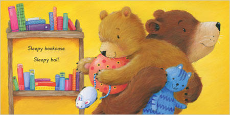 A spread from board book, 'Sleepy Me' by Marni McGee