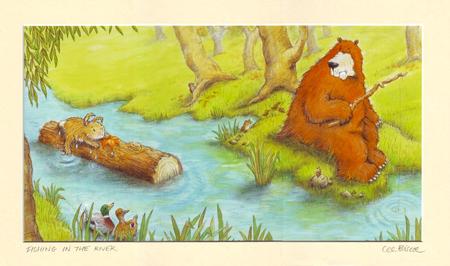 Fishing In The River (from Gruff The Grump) signed and mounted