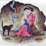 The snake hung and sucked at the roof of the cave...