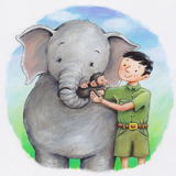 Elephant, baby monkey and zoo keeper (from 'Who Is At The Zoo?' / Chungae Education)