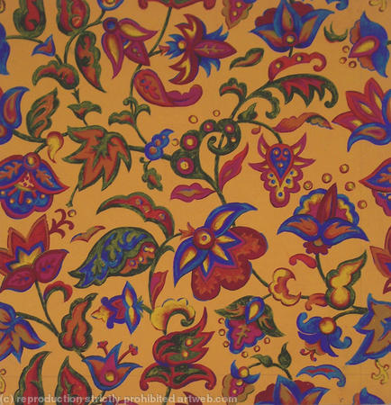 Floral a/o on tangerine b/g