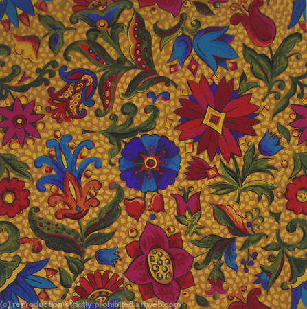 all-over rich floral with yellow spot and ochre b/g