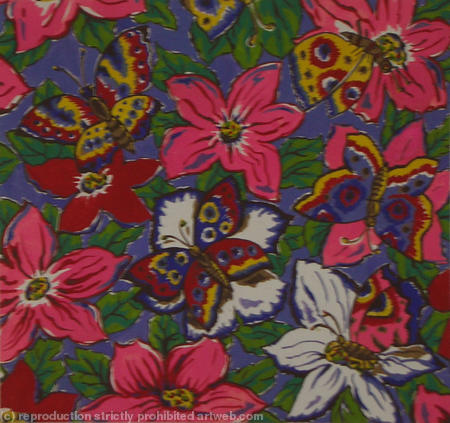 butterflies and flowers with blue b/g 4537
