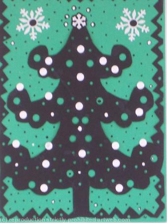 Christmas Tree Card with green b/g