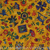 all-over floral with dog and ochre/yellow dry brush b/g 4525