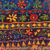 Floral/geometric stripe with dry brush detail 4523