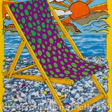 Purple and green polka deckchair