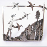 Paper birds of hopes and dreams thrown aloft above the trees- framed brooch £280