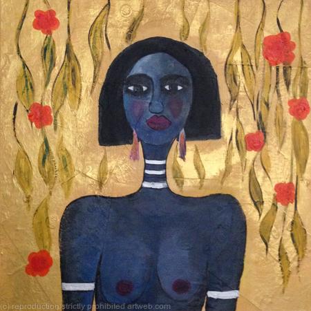 Native Woman in Blue 