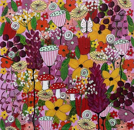 SOLD Abstract Meadow of Flowers 3