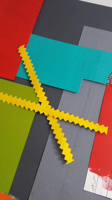 Choosing painted paper colours to combine for 'The Nature of Random' pieces.