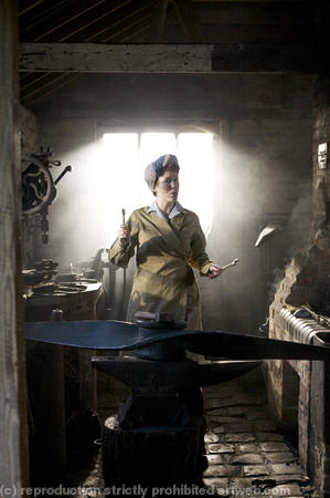 'Land girl for TV series 'Horrible Histories' photographed for Lion Television