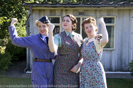 Land girls from theTV series 'Horrible Histories' photographed for Lion Television