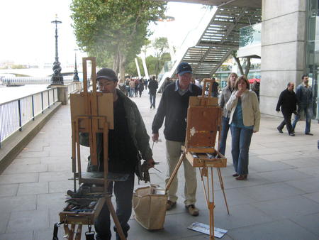 Chris and Roy with spectators on the South Bank