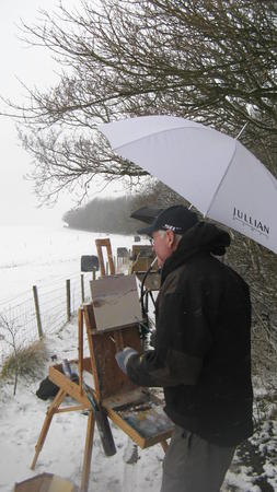 Chris braving the weather on the Nort Downs..he is as mad as they come!