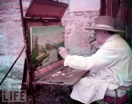 Sir Winston Churchill at his easel. Well I havent painted with him, but have painted in his footsteps and couldnt resist adding this photo!
