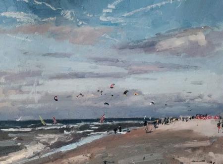 Wind ,rough sea and kites Katwyjk Holland
