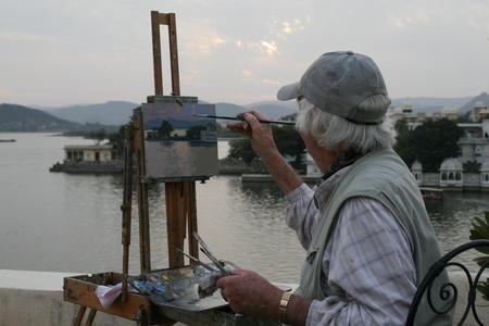 With Ken Howard RA in Udaipur