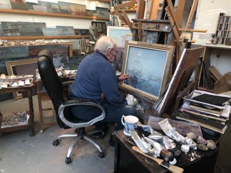 Fred Cuming RA in his studio, sadly no longer with us