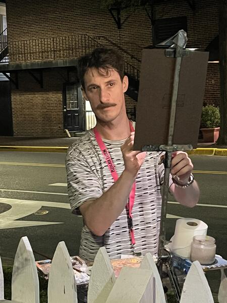 Nicolas O leary painting me as I painted him at Plein Air Easton