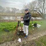 Painting with 'legend' David Curtis in Misson