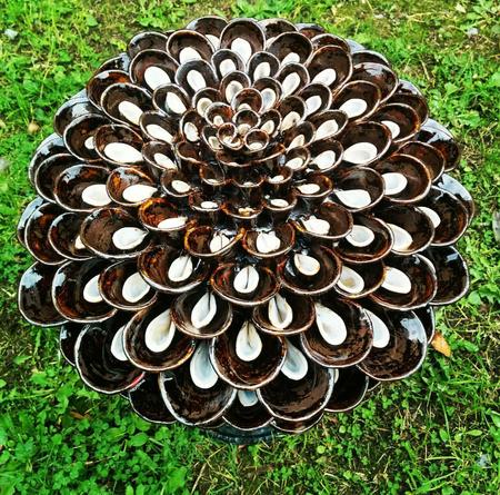 chocolate and crystal pompom