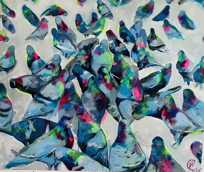 Mingling Pigeons