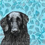 Flatcoated Retriever Textured Canvas - Original Pen & Ink Drawing