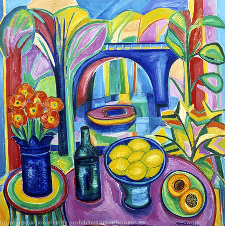 Still Life with Split Peach