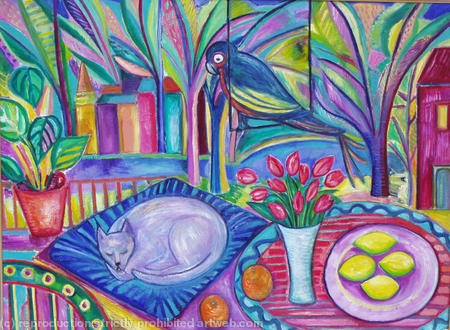 Still Life with Sleeping Cat