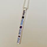 Precious stones silver bar pendant