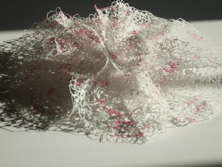 Medium 2 Tier Bloom Brooch  - White with pink and grey accents