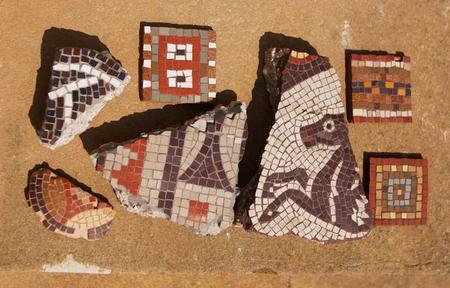 Mosaic on Stones, copys of famous mosaic floors. 