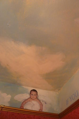 Angel Rosie in our Royal Room, if you look up at the ceiling you will see our 2 baby cherubs looking down at you.