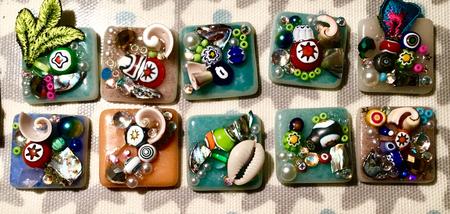 Mixed media mosaic pendants 
