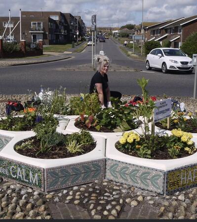 Sitting amongst the flowers 