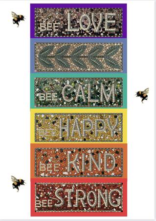 Words on the panels postcard 